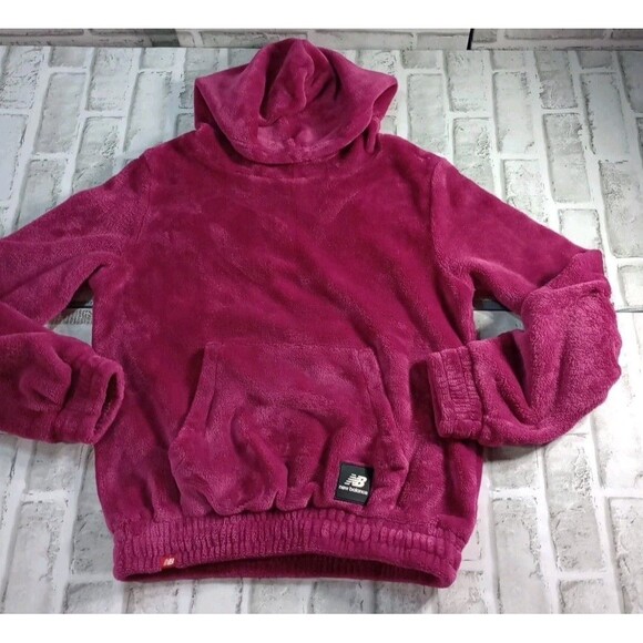 New Balance Other - New Balance Kids Girls Pink Sherpa Hoodie Fuzzy Pullover Size Sz L (14/16)